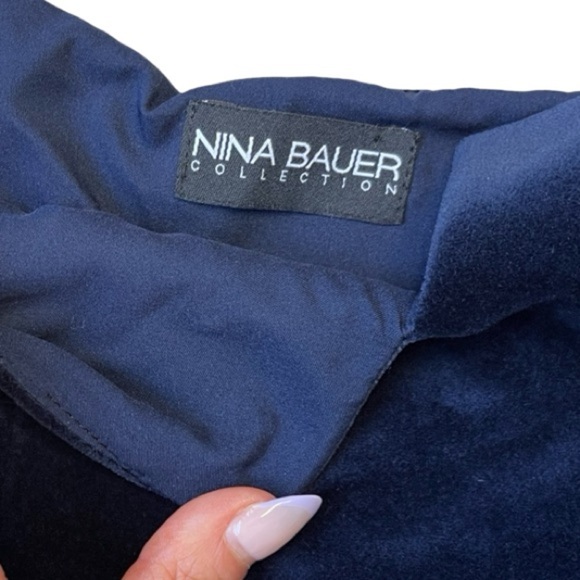 Nina Bauer Collection Vintage Navy Velvet Mini Dress - Girls Size Large - Picture 5 of 9